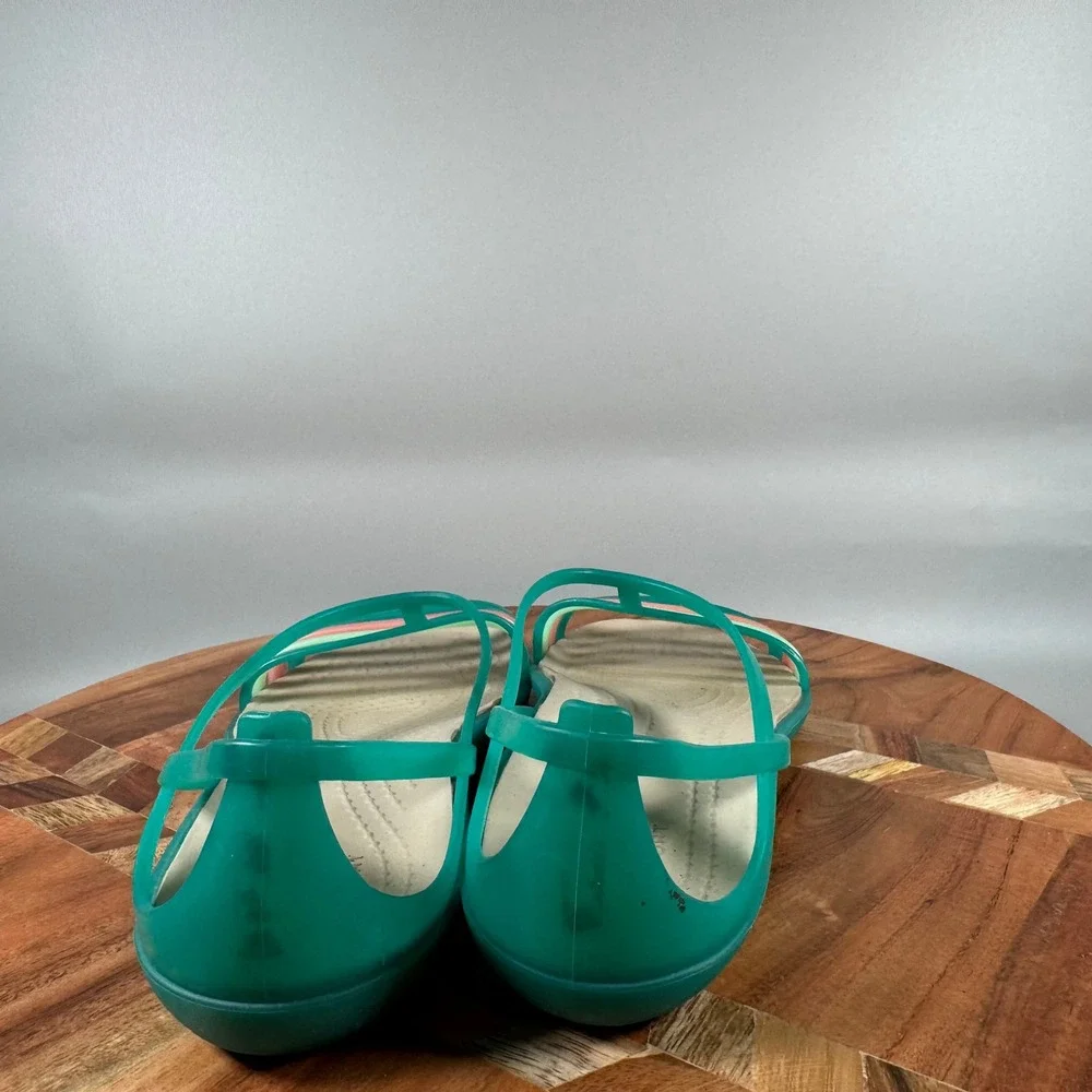 Crocs Isabella Strappy Sandals Teal Multi Color Women Size 5 Flat Jelly Shoes